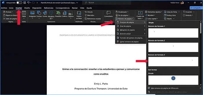 Formato APA: Numeración de páginas (Hacer un Formato APA en Word - Guía paso a paso) | apa.org.es