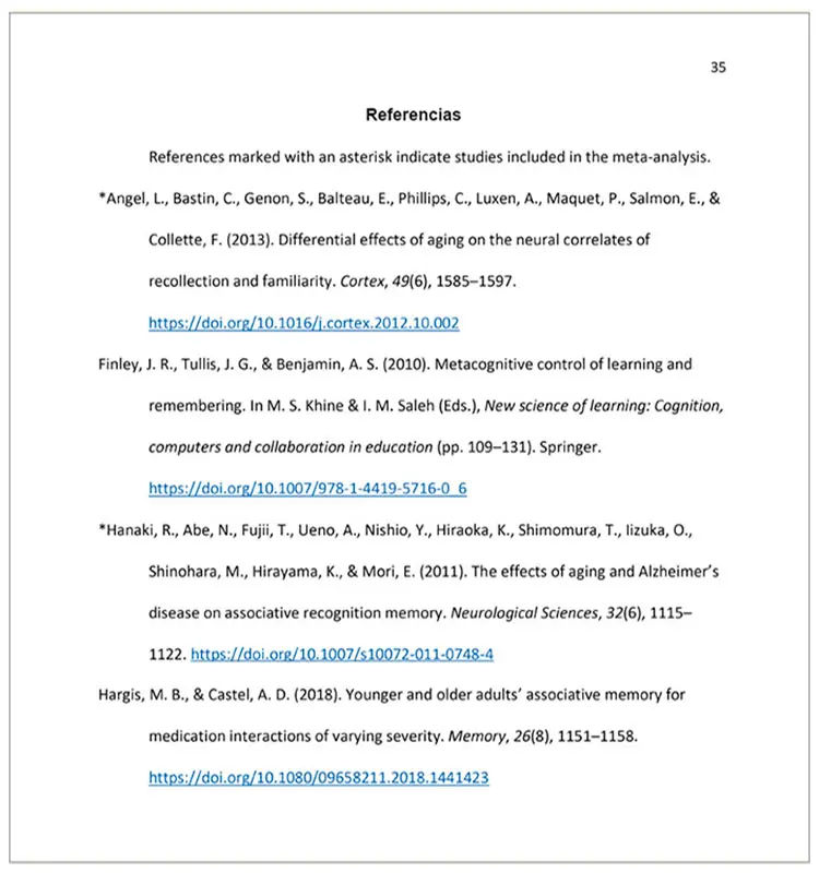 Referencias en un meta-análisis (Formato APA) | apa.org.es